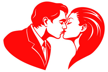 Valentine's Day Kiss vector art illustration