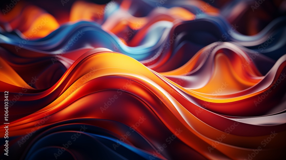 Poster an immersive full-frame view showcasing colorful wavy lines in fluid motion, creating an artistic ab