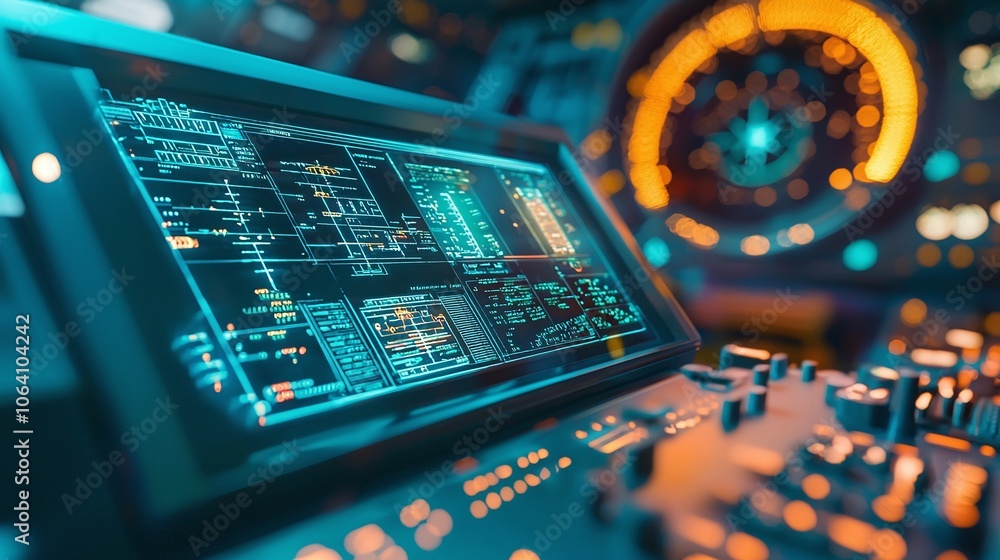 Poster Explore the intricacies of a modern flight control monitor featuring advanced technology and user interface design