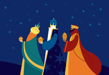 Los Reyes Magos  - Three Wise Men. Epiphany celebration. Traditional Spanish Three Kings Day.