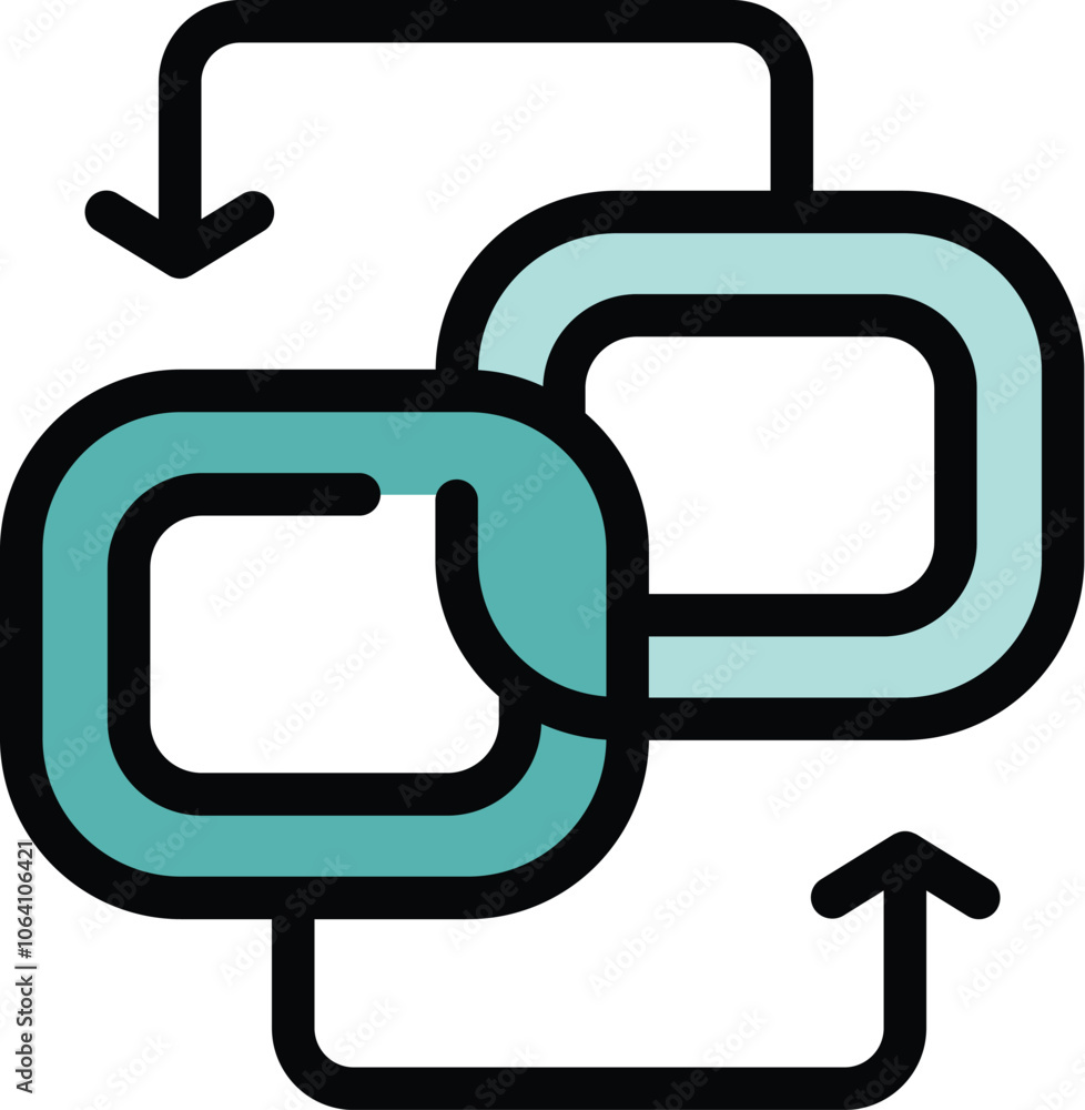 Aufkleber blockchain cryptography concept icon with blocks chaining and arrows showing data flow