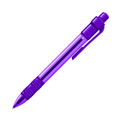 Purple retractable ballpoint pen. School supply, office stationery, and writing tool concept. Flat vector illustration isolated on a white background	
