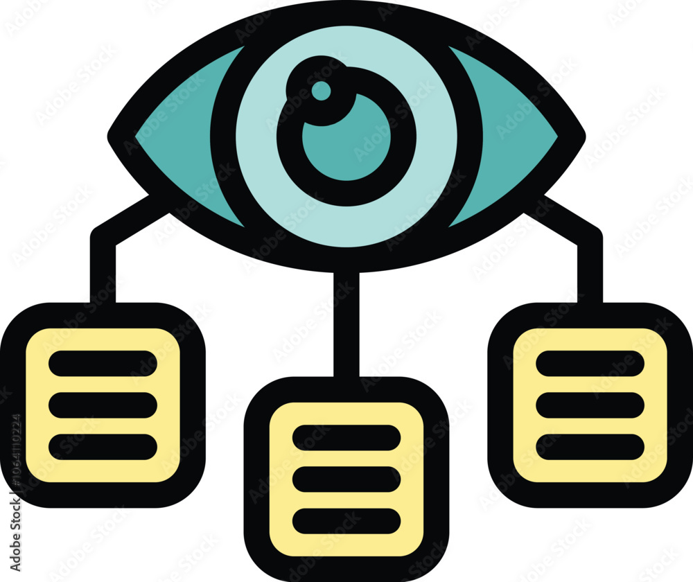 Poster digital eye is collecting big data from servers, representing concept of data mining and analysis