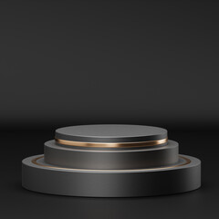 Elegant Multi-Tiered Black Friday Podium with Gold Accents