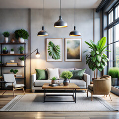A modern industrial style living room expose