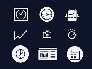 Performance management icon collection set. Containing appraisal, feedback, evaluation, goals, metrics, KPI, improvement icon. Simple line vector.