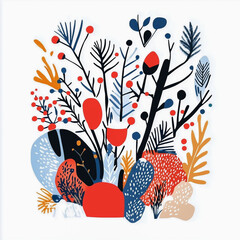 Naklejka premium A hand-drawn Scandinavian Christmas card