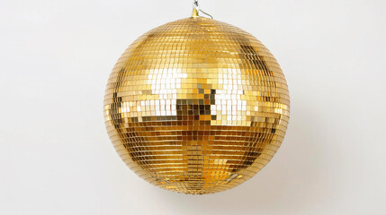 Obraz premium gold disco ball on white background