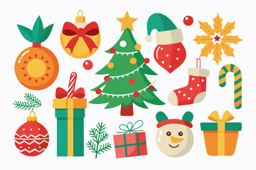 Fototapeta premium Merry Christmas Realistic Element Set White Background.