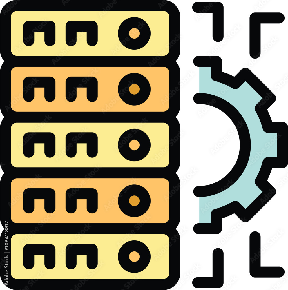 Poster server room optimization icon representing the process of managing big data using modern technology