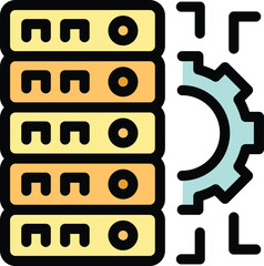 Server room optimization icon representing the process of managing big data using modern technology