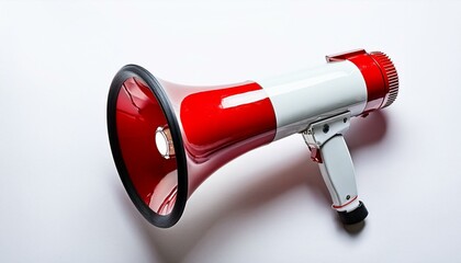 Red and white megaphone isolated on White background PNG