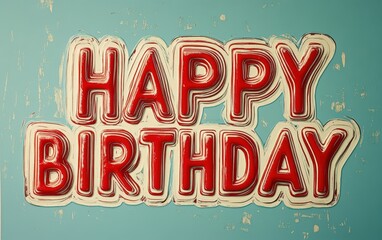 Naklejka premium HAPPY BIRTHDAY Embossed Red & White 