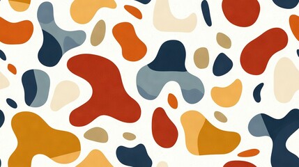  Red, orange, yellow, blue multicolored circles and rectangles on white background