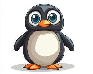 Obraz premium Cartoon penguin character with large round eyes