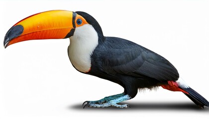 Naklejka premium Toucan bird side view full body isolate on White background PNG