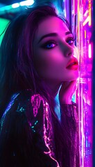 Sensual CyberGirl. Cyberpunk Femme Fatale. Fashionable