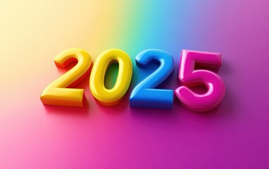 Number "2025" 3d vector on colored background 
