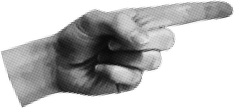 Hand With Point Finger Halftone Collage