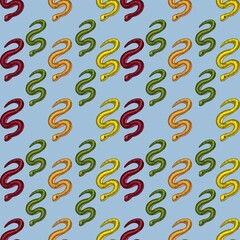 Small Four Snakes with Blue Background Seamless Pattern Design