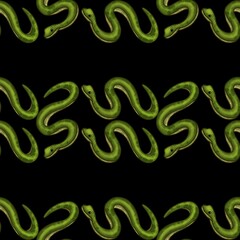 Snakes Pattern with Horizontal Black Background Seamless Pattern Design