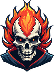 A striking skull with fiery flames representing power and intensity, designed for a bold graphic artwork