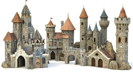 Fototapeta premium Magnificent Fairy Tale Castle With Towers and Stone Walls Generative AI