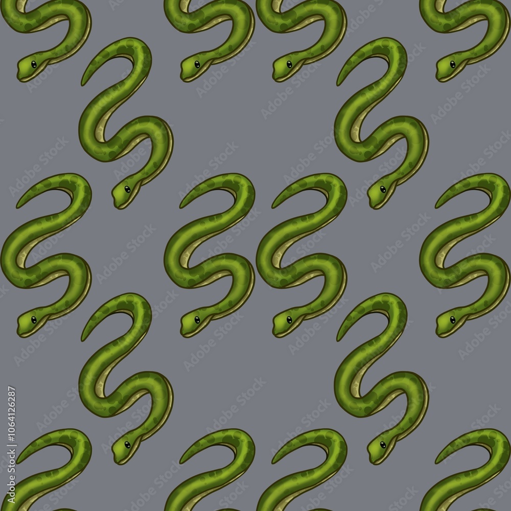 Poster snakes with gray background seamless pattern design