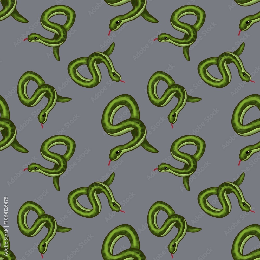 Poster snake knot with gray background seamless pattern design