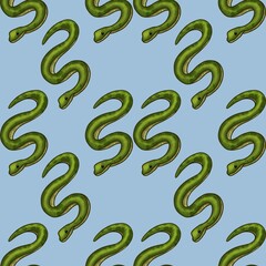 Snakes with Blue Background Seamless Pattern Design