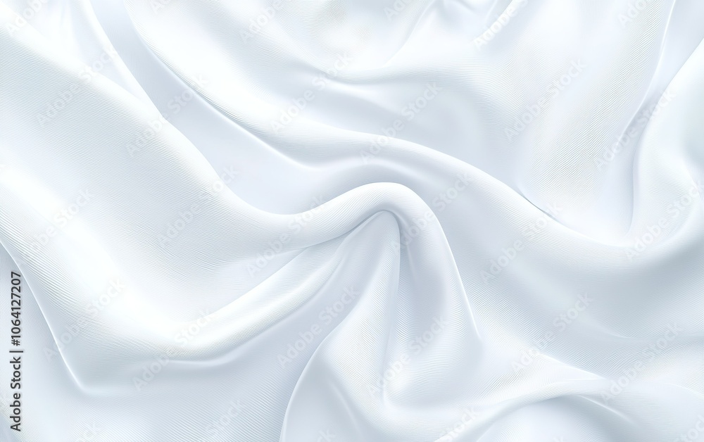 Poster elegant white fabric draping softly, showcasing subtle texture and a smooth finish, perfect for text