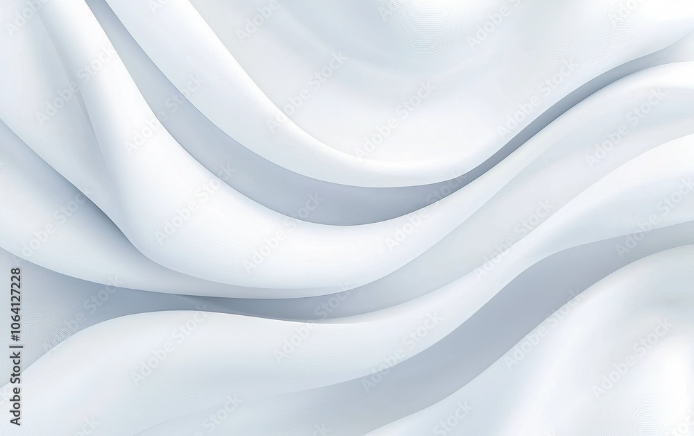 Poster flowing white fabric creates soft ripples and textures in natural light, highlighting elegance and s
