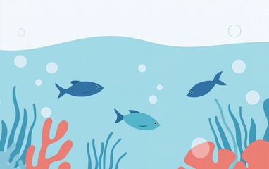 Colorful underwater scene featuring various fish swimming among vibrant coral and aquatic plants in a serene ocean environment