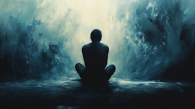 Sadness and depression, abstract art. Mental health