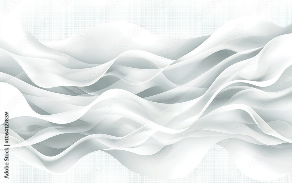Poster elegant flowing abstract waves in soft white tones create a serene background perfect for various de
