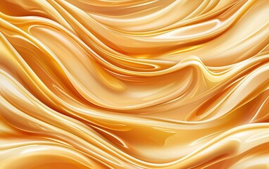 Obraz premium Golden silk fabric with smooth waves flowing gently, creating an elegant and rich texture in a warm light setting