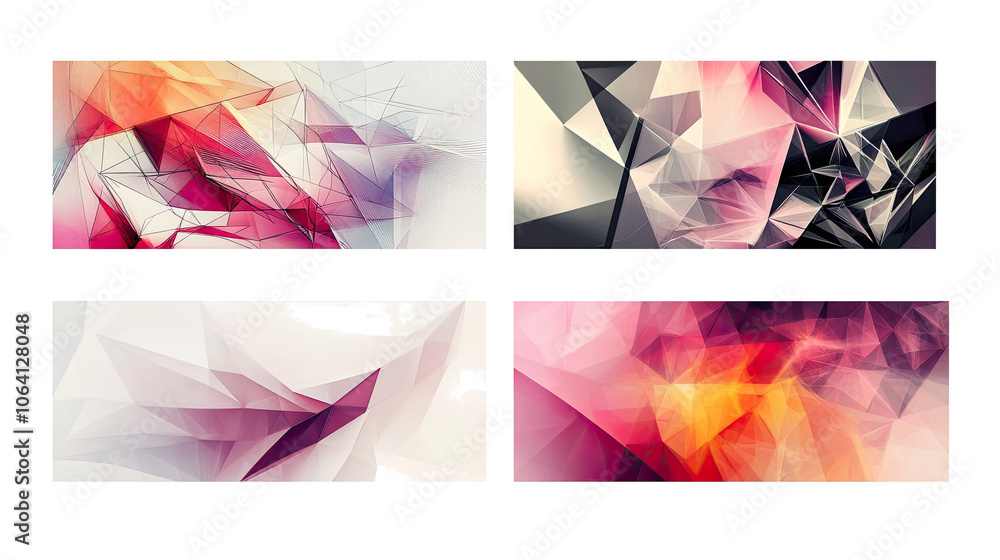 Poster vibrant abstract polygonal background with dynamic shapes generative ai
