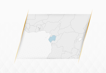 Congo Map in Blue with Gold Framed Accents. Modern Vector Map of Congo.