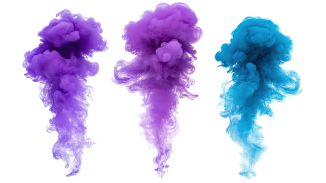 Colorful Abstract Smoke Clouds in Purple Blue and Teal Hues Generative AI