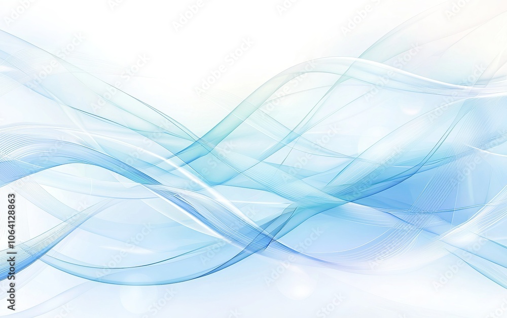 Poster soft blue waves gracefully intertwine, creating a serene abstract background ideal for design projec
