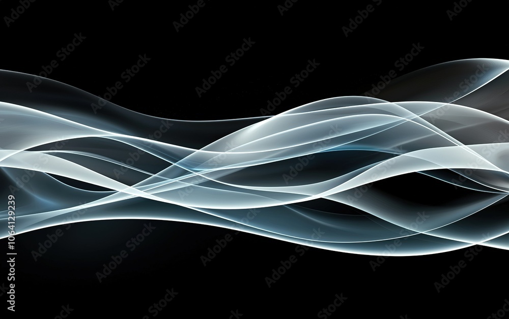 Poster flowing wisps of translucent smoke create an abstract pattern against a black background