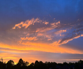 blue sky orange clouds