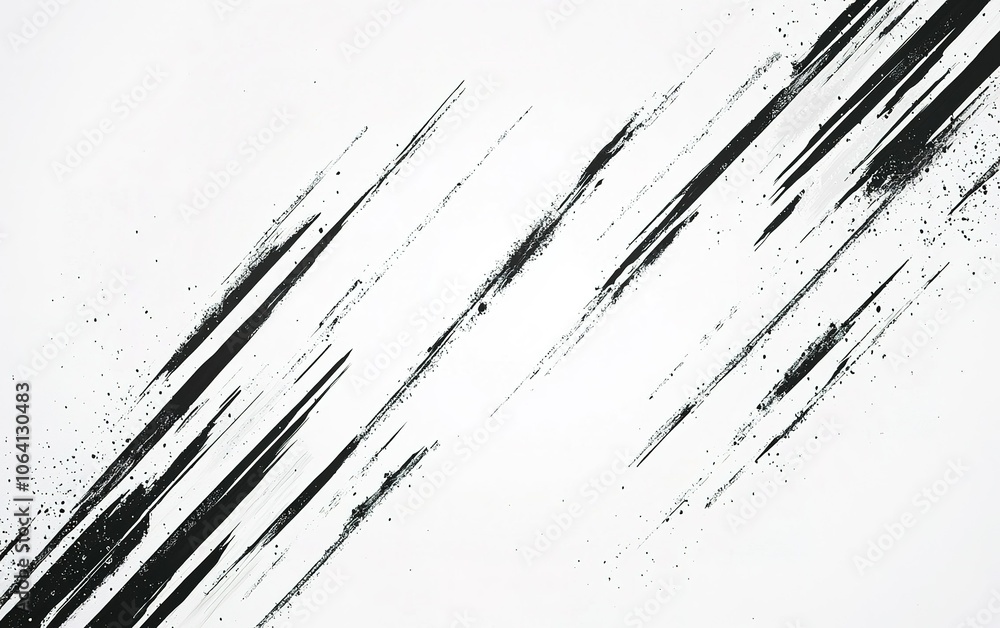 Poster abstract black streaks on a white background create a striking visual effect that captivates the vie