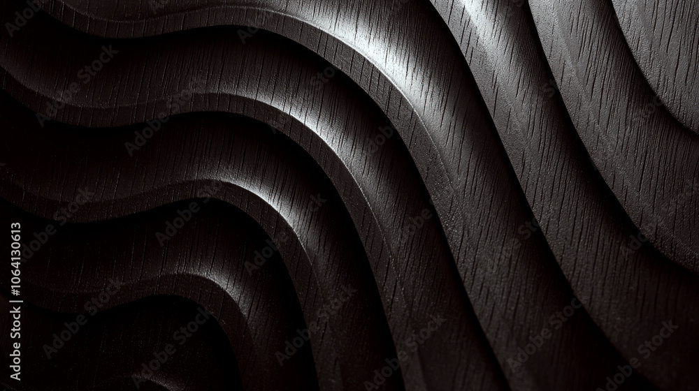 Poster abstract wooden layers form a wavy pattern, casting shadows. concept of texture and design elegance.