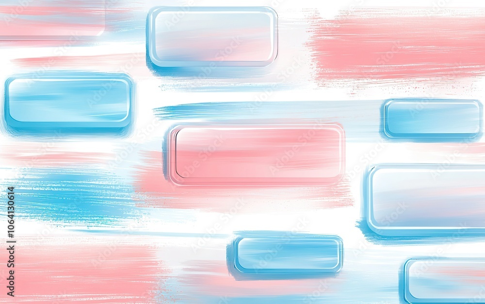Poster a colorful abstract design featuring staggered rectangular shapes in red and blue hues against a tex