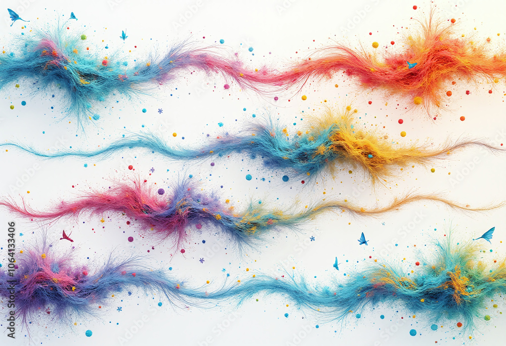 Poster abstract illustrations data streams used russian visual representations