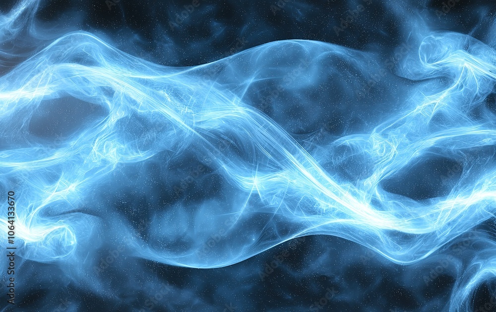 Poster dynamic blue smoke swirling in dark background creates a captivating visual effect with ethereal pat