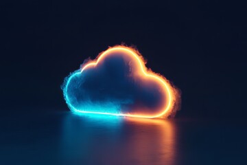 creative 3d cloud computing icon with glowing effect