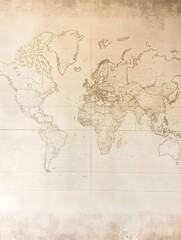 A background featuring an antique-style world map, with detailed line work and faded colors, adding a historical and adventurous vibe.