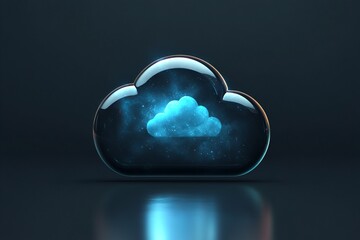 creative 3d cloud computing icon with glowing effect